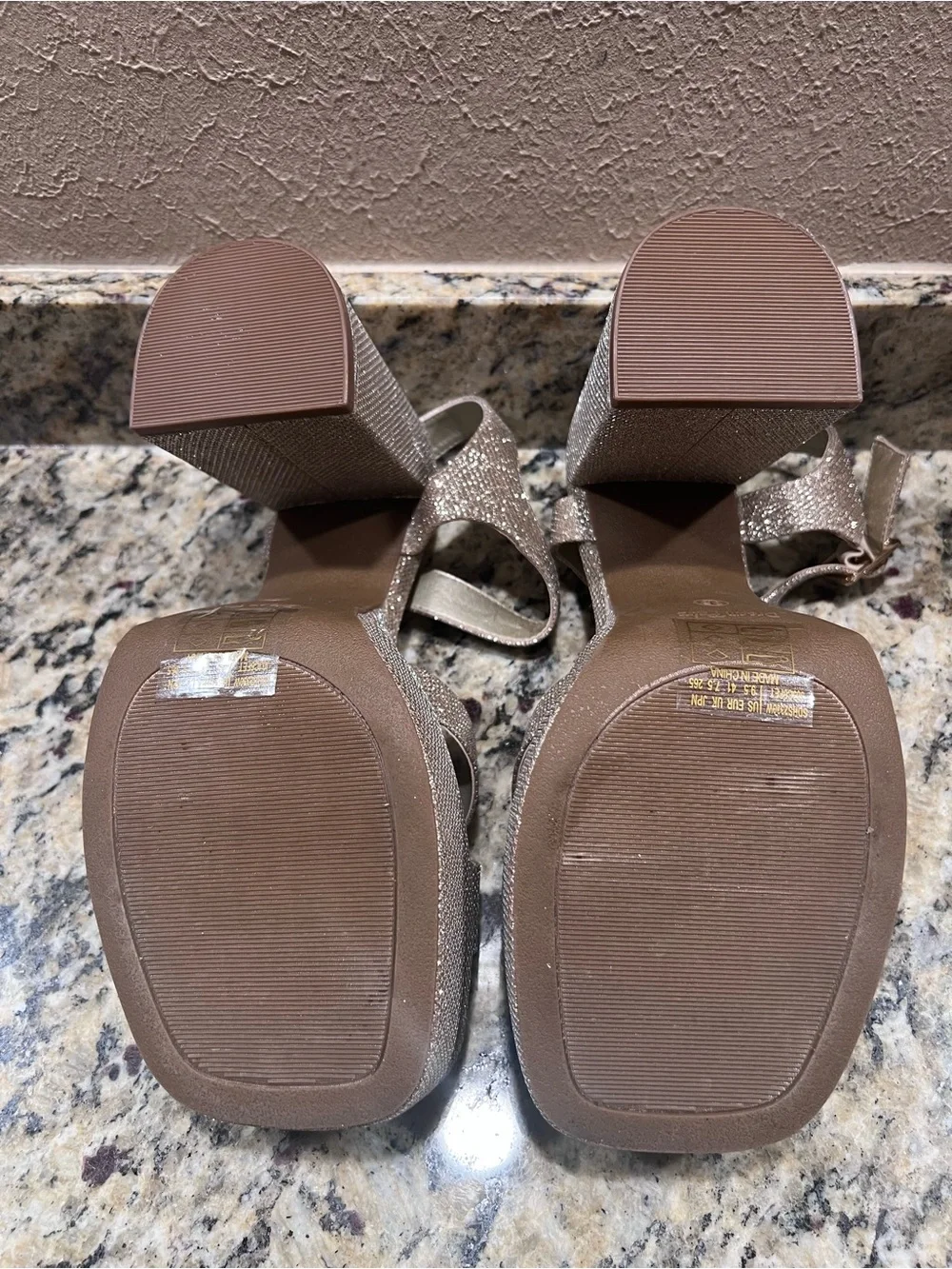 DREAM PAIRS Gold Glitter Platform Chunky Heels Sandals Y2K